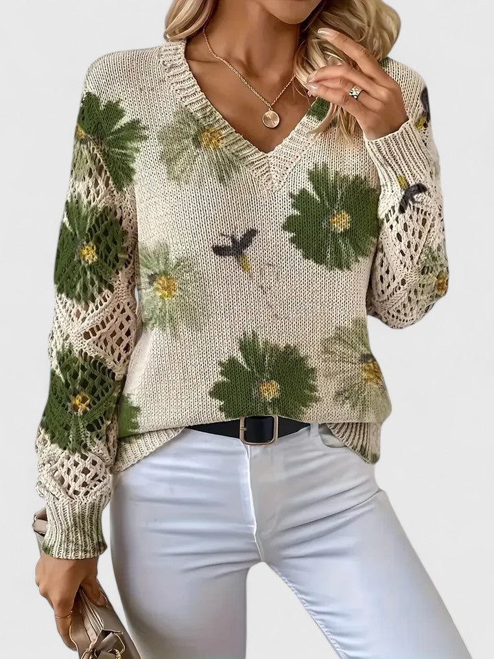Eva | Elegant tröja med blommönster