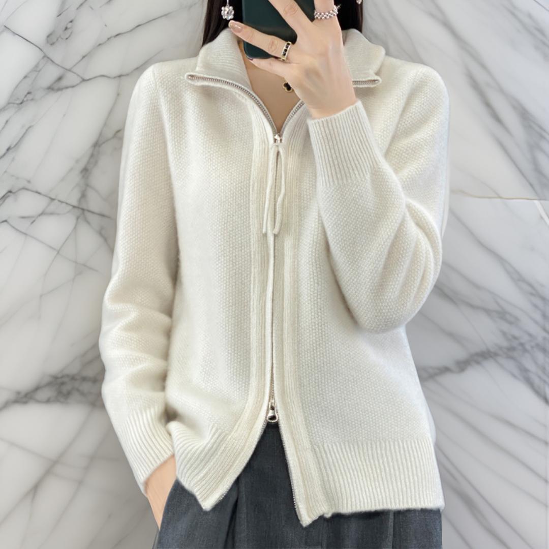 Sara™ | Cardigan med dragkedja i kashmir